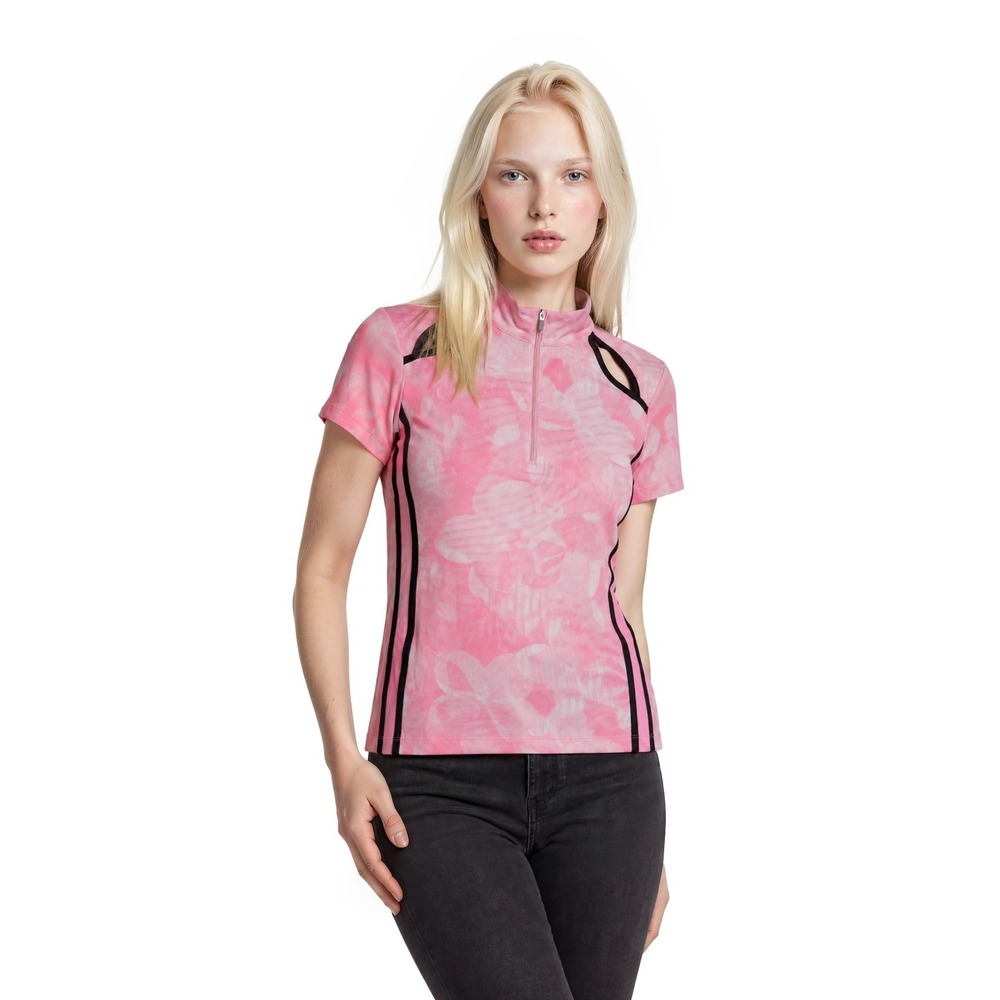 Tail White Label Golf Top Women's Size Medium Coral Pink Quarter Zip Cutout